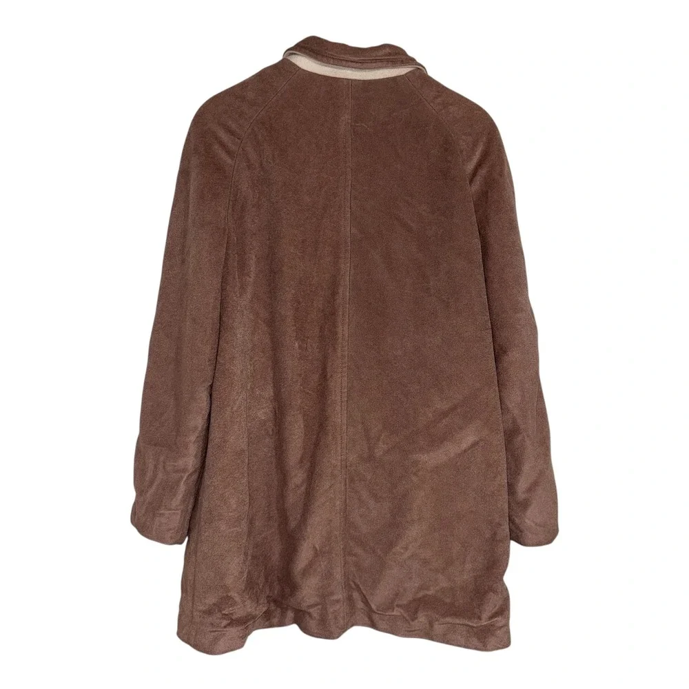 CORDANA Wellington Fashions Vintage Brown Velour Button Front Mid Length Coat‎